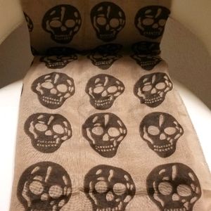 Brown Scarf with Dark Brown Skulls